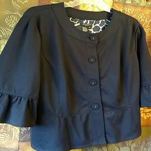 NWOT Black 3/4 Ruffle Sleeve Waist Dress Jacket